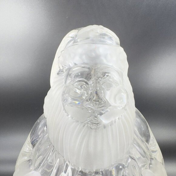 Gorham Holiday Traditions Crystal Glass Clear Santa Treat Jar Frosted Germany - Picture 5 of 13